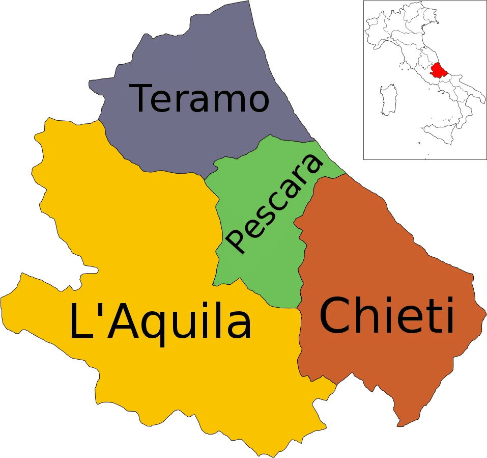 Carte de la province de Teramo dans Abruzzes