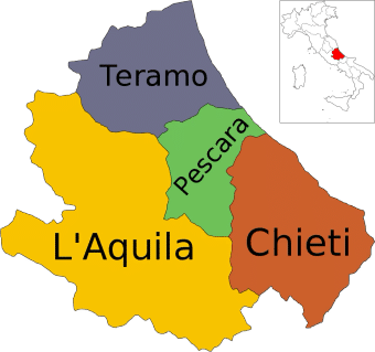 Map of the Pescara province in Abruzzo