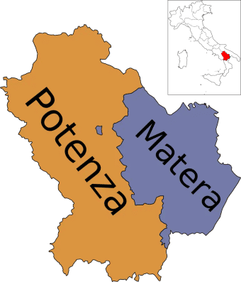 Karte der Provinz Potenza in Basilikata