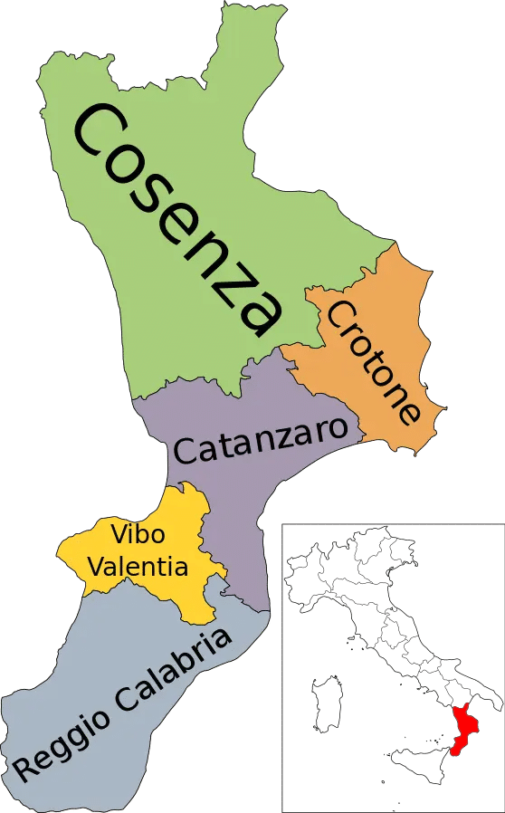 Mappa della provincia di Cosenza in Calabria