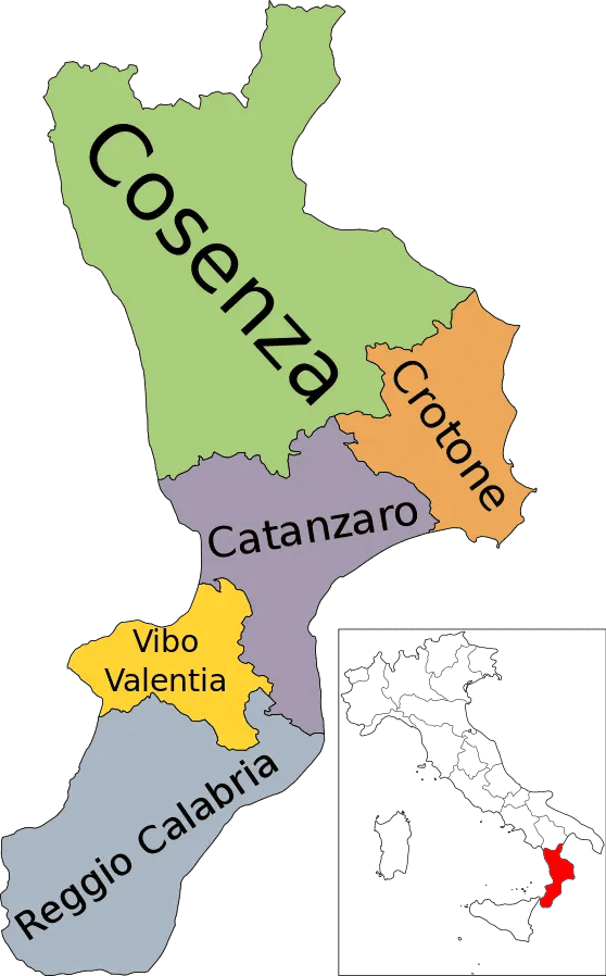 Mappa della provincia di Reggio Calabria in Calabria