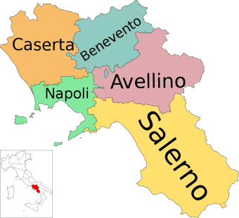 Map of the Avellino province in Campania