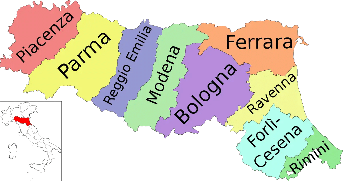 Carte de la province de Rimini dans Émilie-Romagne