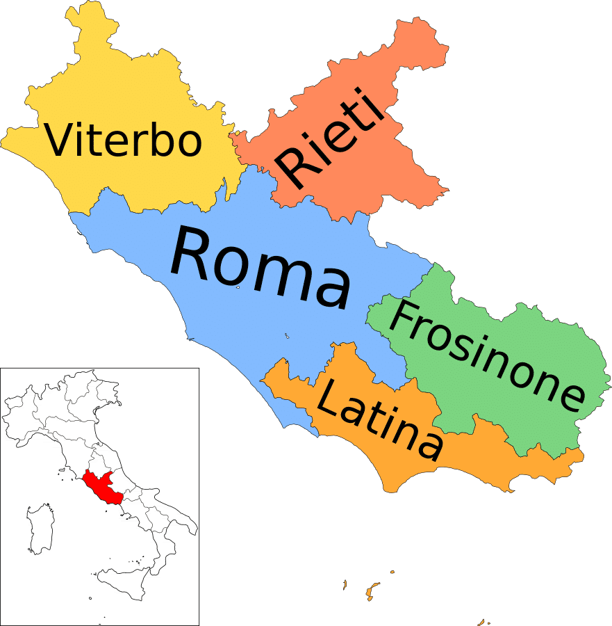 Mappa della provincia di Rieti in Lazio