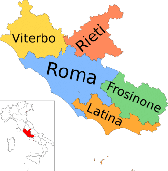 Map of the Frosinone province in Lazio