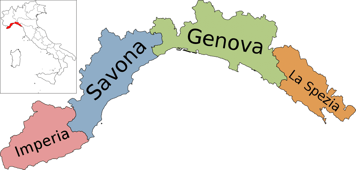 Carte de la province de La Spezia dans Ligurie