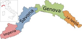 Map of the Genoa province in Liguria