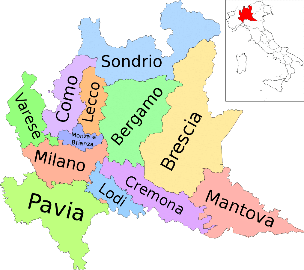 Carte de la province de Lecco dans Lombardie