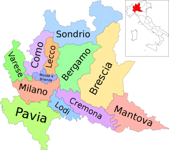 Mapa de la provincia de Lecco en Lombardía