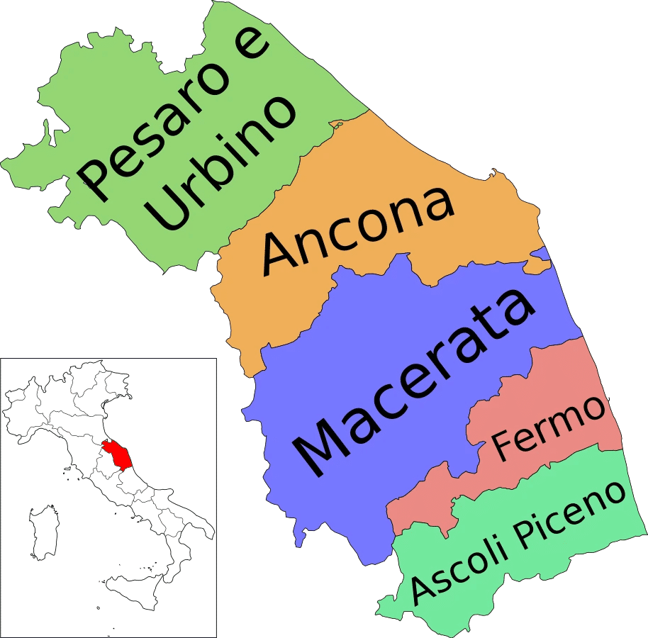 Mappa della provincia di Fermo in Marche