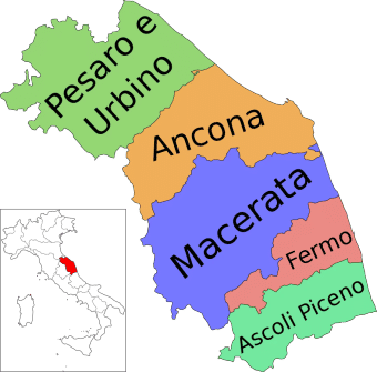 Map of the Macerata province in Marche