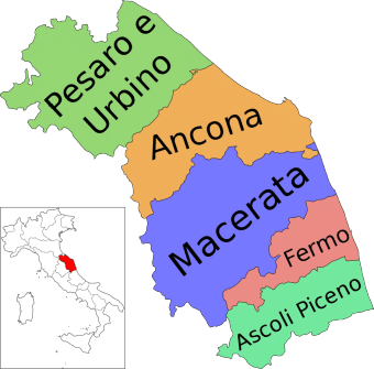 Map of the Ancona province in Marche