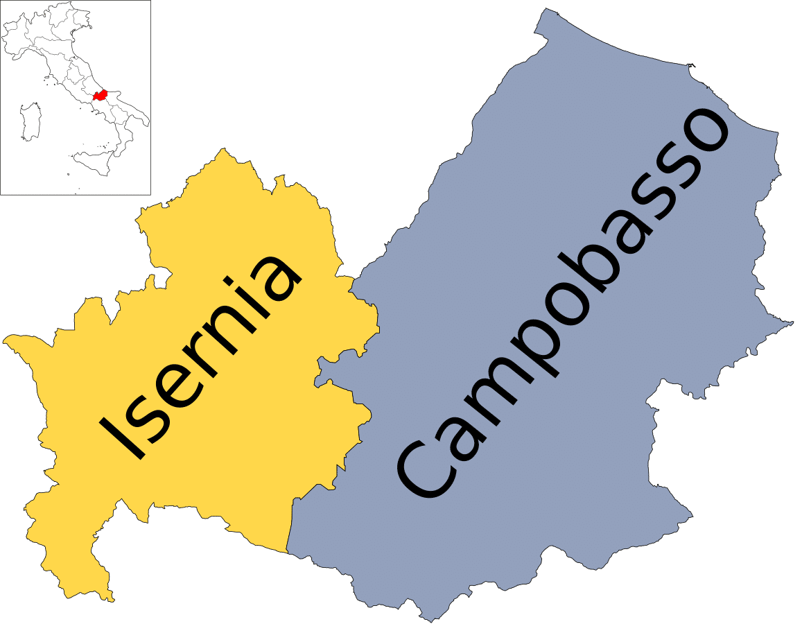 Mappa della provincia di Isernia in Molise