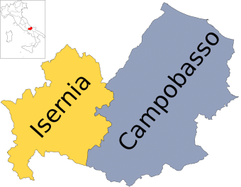 Map of the Campobasso province in Molise