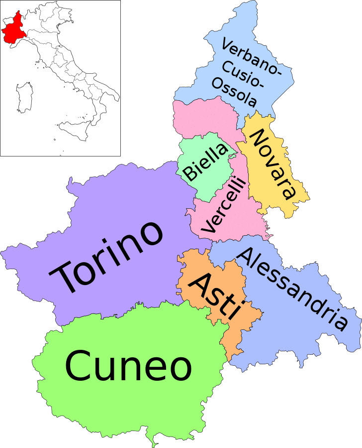 Map of the Turin province in Piedmont