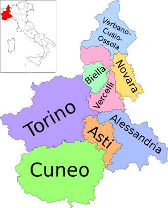 Map of the Turin province in Piedmont