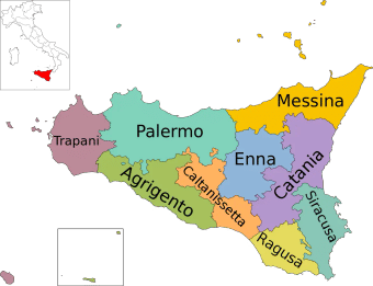 Mappa della provincia di Enna in Sicilia