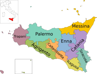 Map of the Caltanissetta province in Sicily