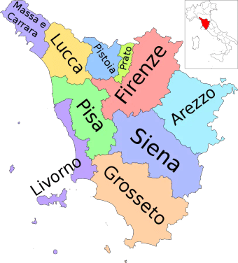 Mapa de la provincia de Florencia en Toscana