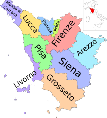 Map of the Siena province in Tuscany