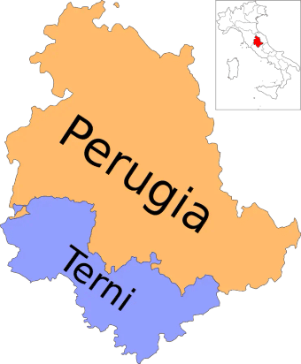 Map of the Terni province in Umbria