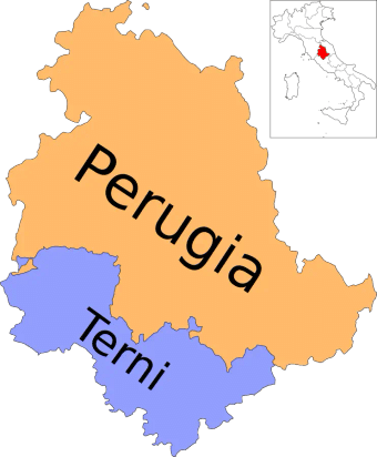 Map of the Perugia province in Umbria