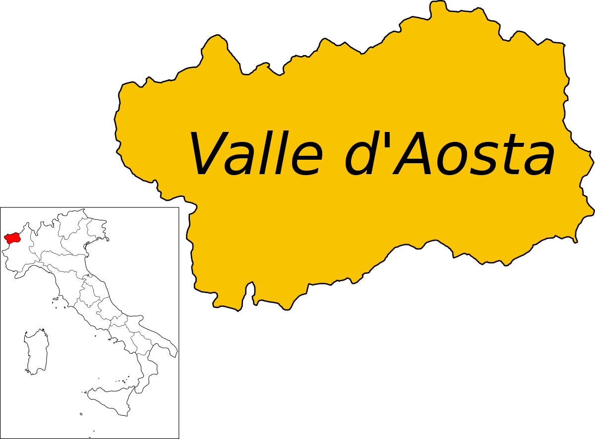 Mappa della provincia di Aosta in Valle d'Aosta