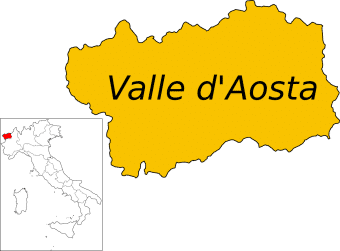 Map of the Aosta province in Aosta Valley