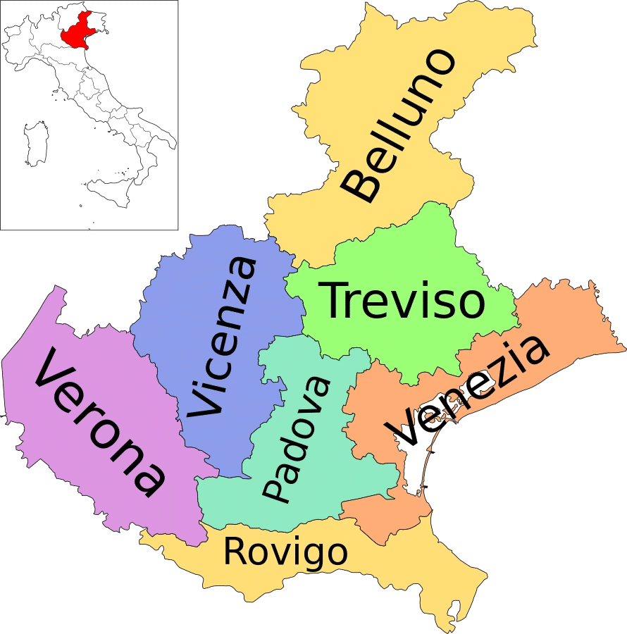 Carte de la province de Belluno dans Vénétie