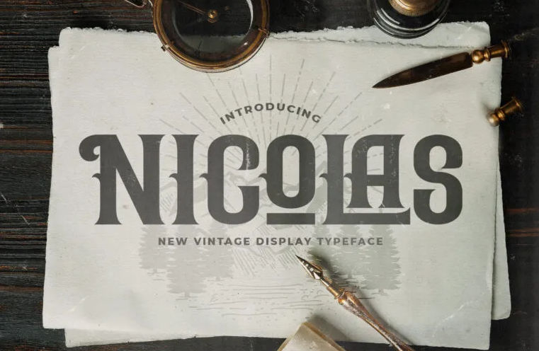 the peace font, Nicolas new vintage font