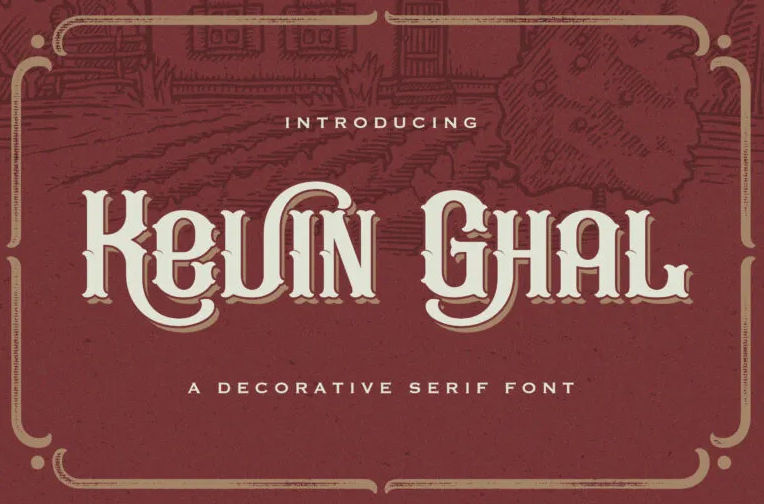 Kevin Ghal font, the peaceful blackletter font