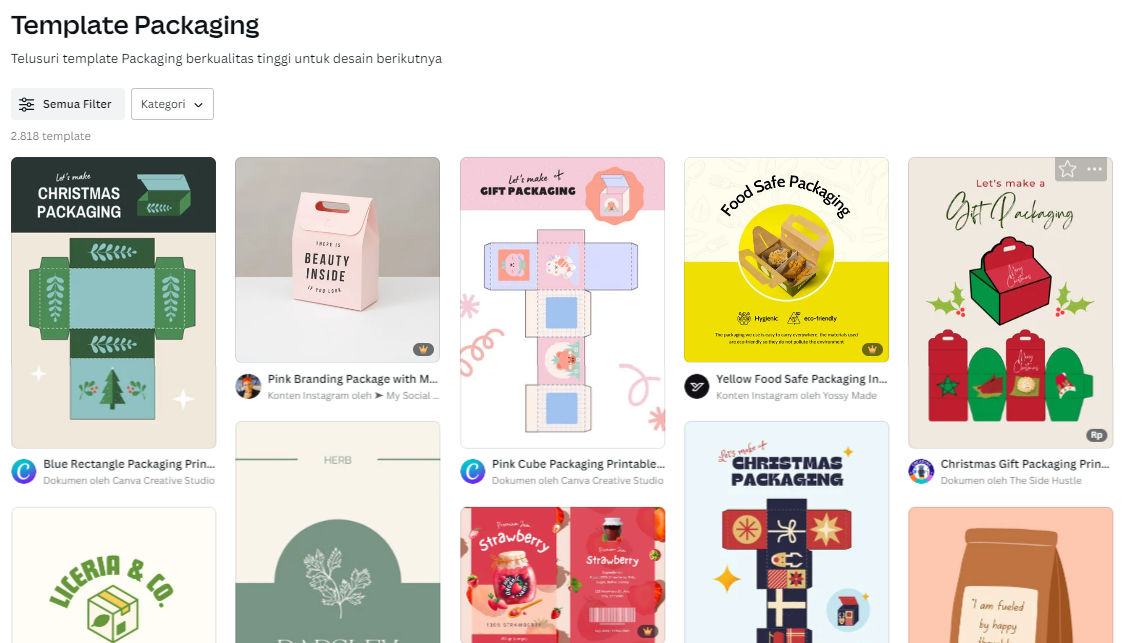 The result page of Canva