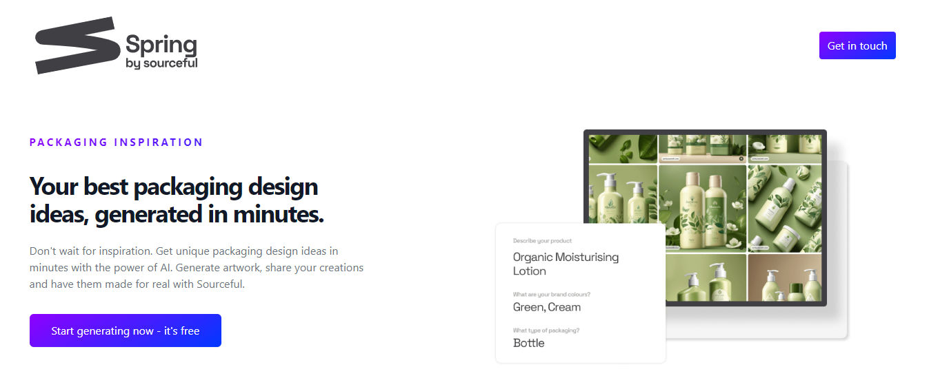 The website of Spring by Sourceful