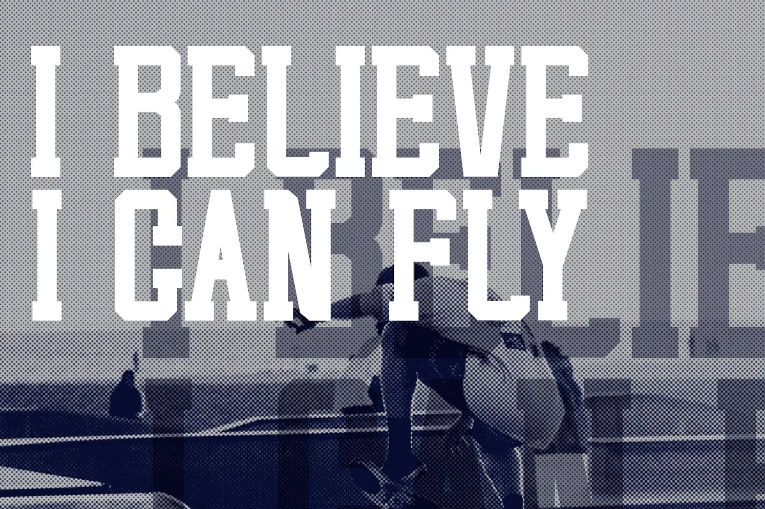 A sporty display font for a casual trip quote, Budi Mose