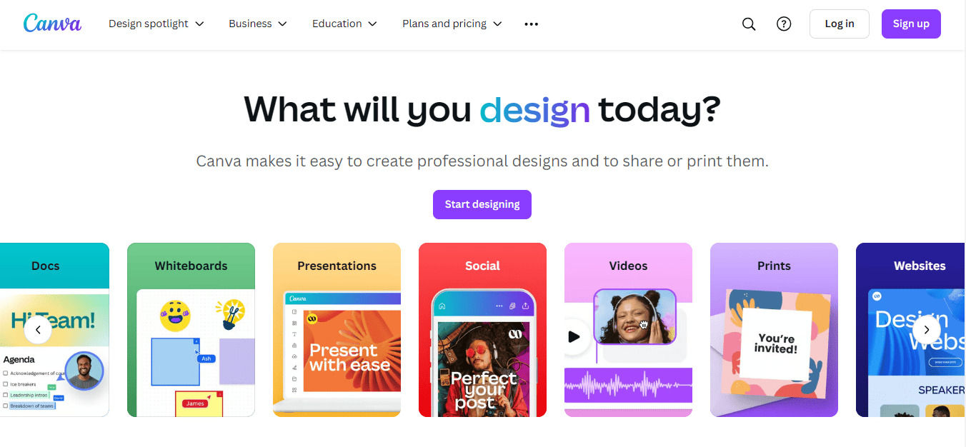 Canva Homepage