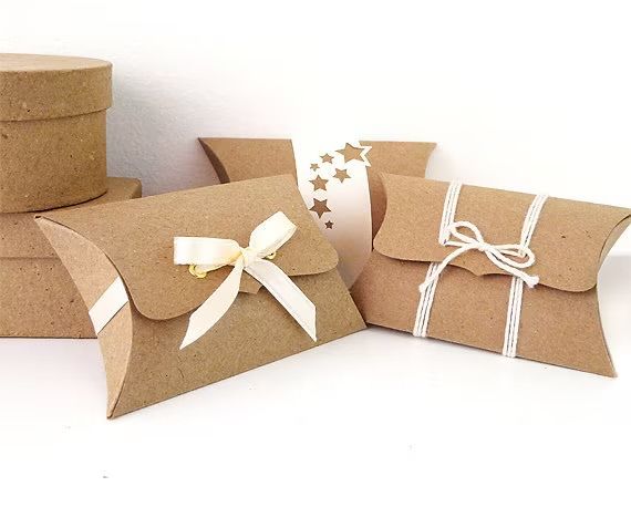 DIY pillow packaging with ribbons