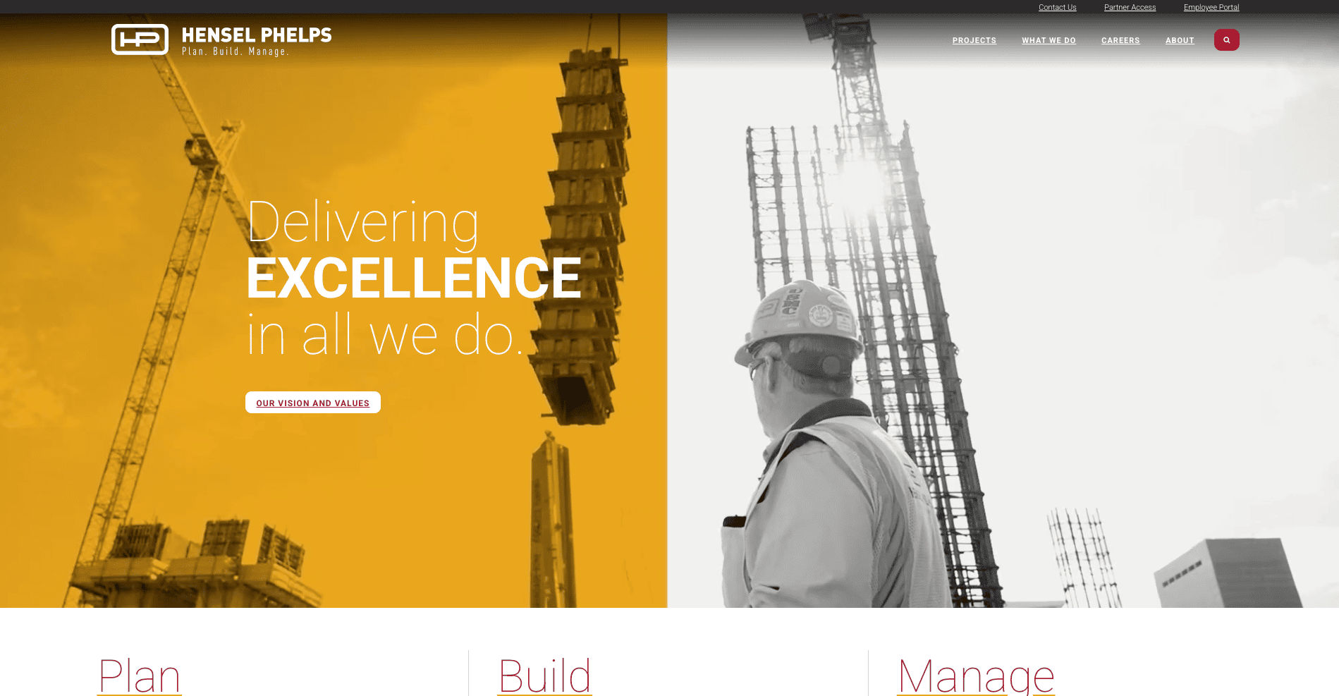 Hensel Phelps website layout