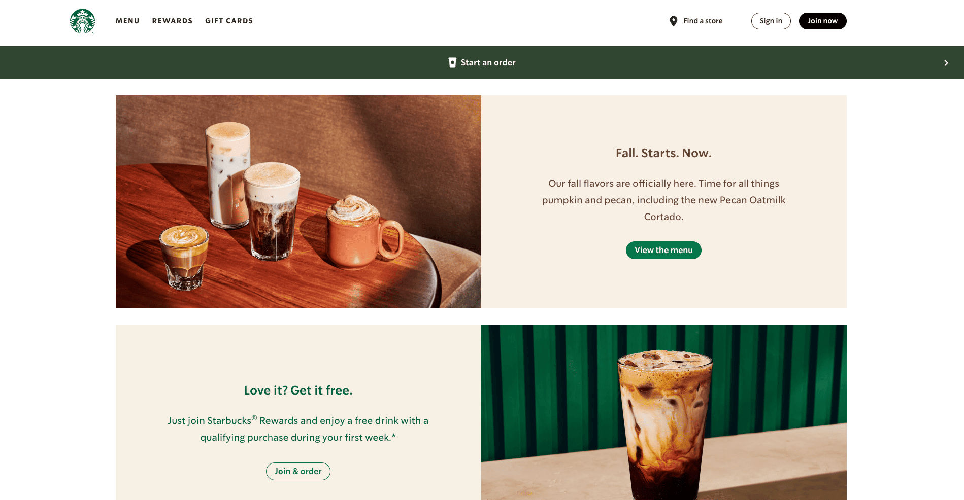 Starbucks food website design
