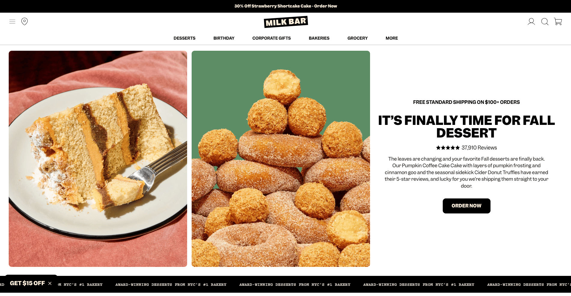 Milk Bar food website design