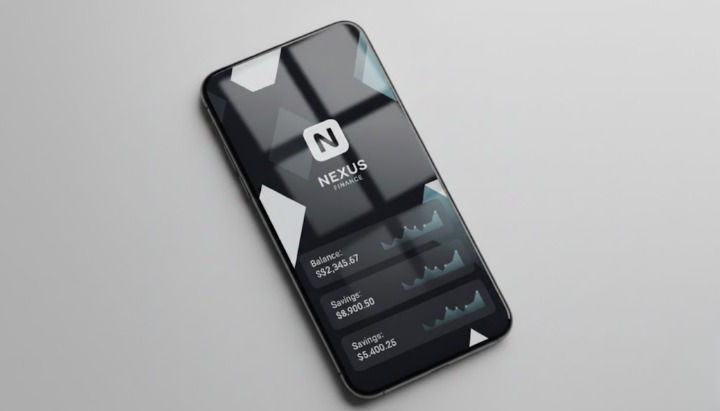 AI-generated image of a mobile phone displaying a minimalistic UI design