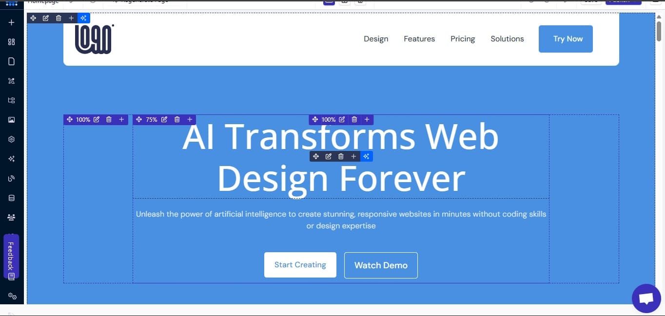 Dorik AI website builder interface