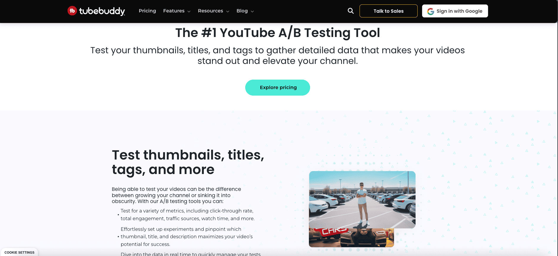 TubeBuddy interface showing thumbnail split testing results