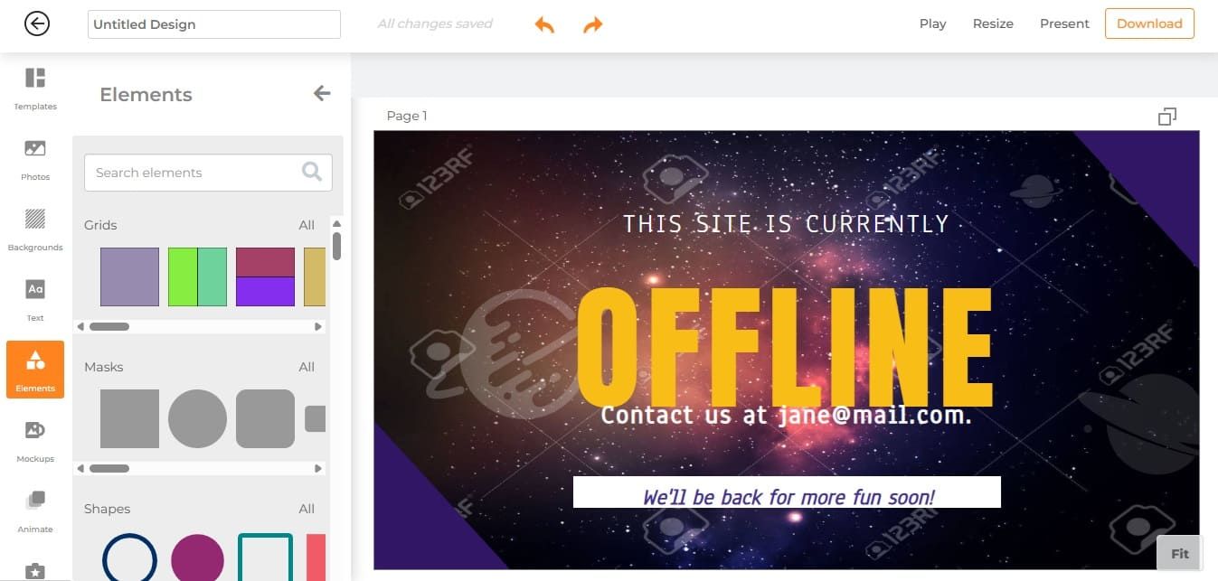 Designs.AI editing interface