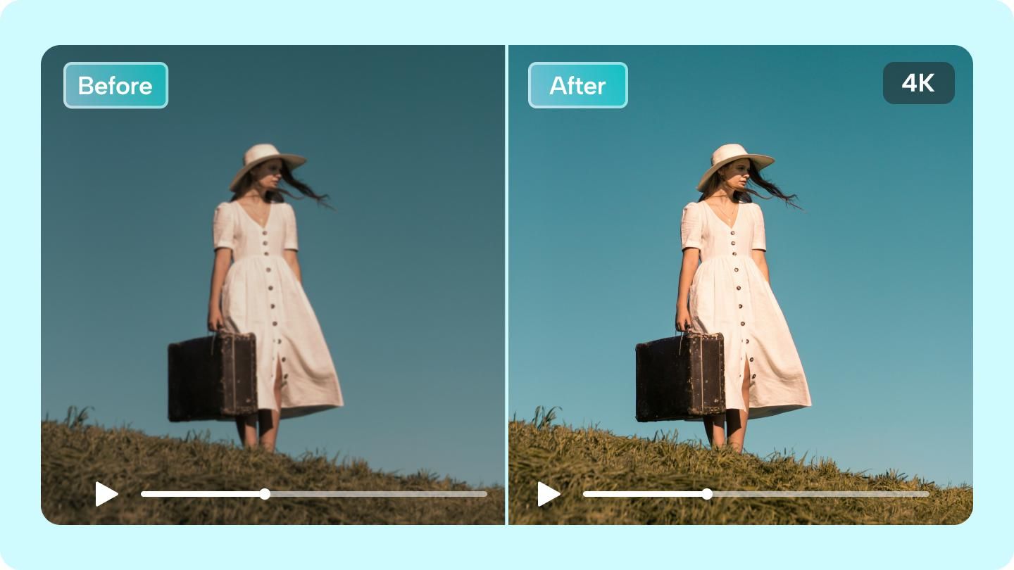 Before and after AI-enhanced video quality