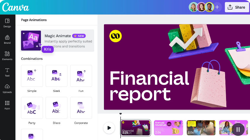 Instantly apply animation to presentation