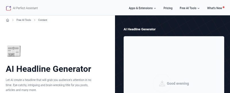 PerfectAssistant.ai Homepage