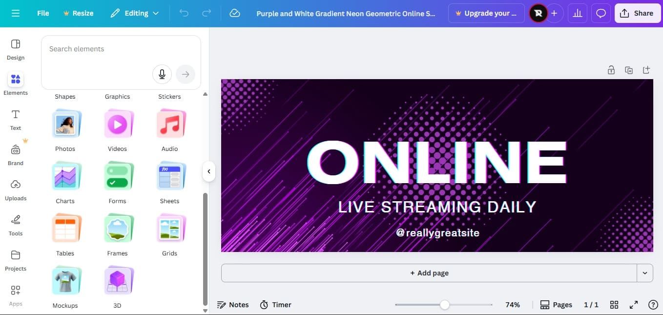 Canva design interface