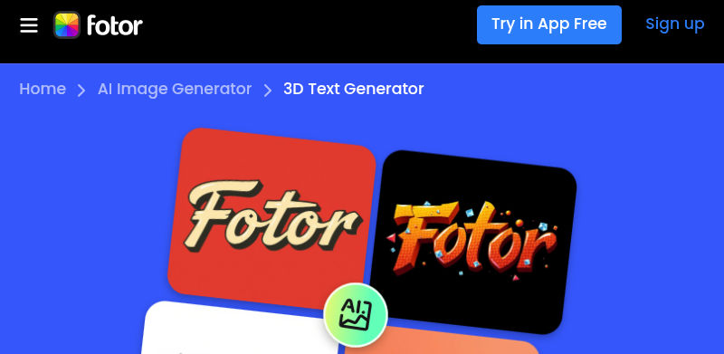 Fotor AI 3D Text Generator Homepage