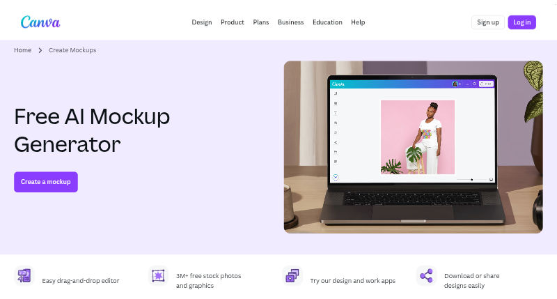 Canva AI Mockup Generator Homepage