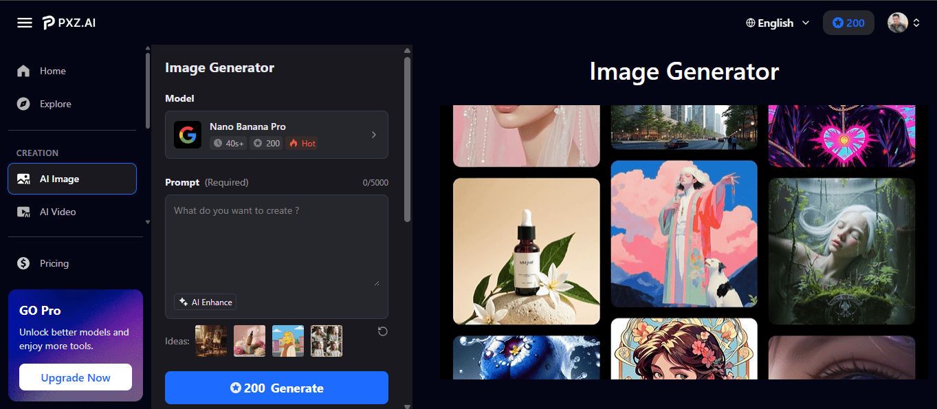PXZ.AI web interface